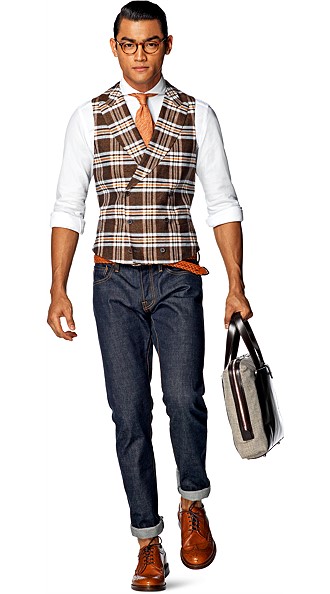Jacket_Brown_Check_Double_Breasted_Waistcoat_W150107I Jacket_Brown_Check_Double_Breasted_Waistcoat_W150107I