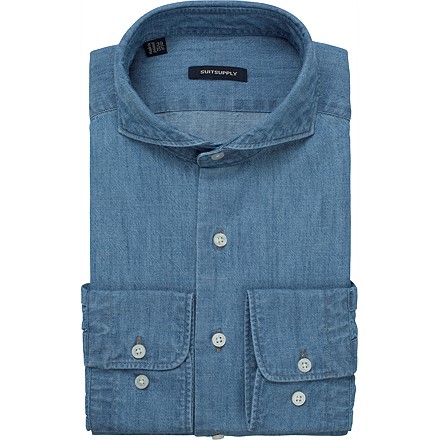 Chemise_Delav&eacute;e_Bleu_Simple_manchette_H4702
