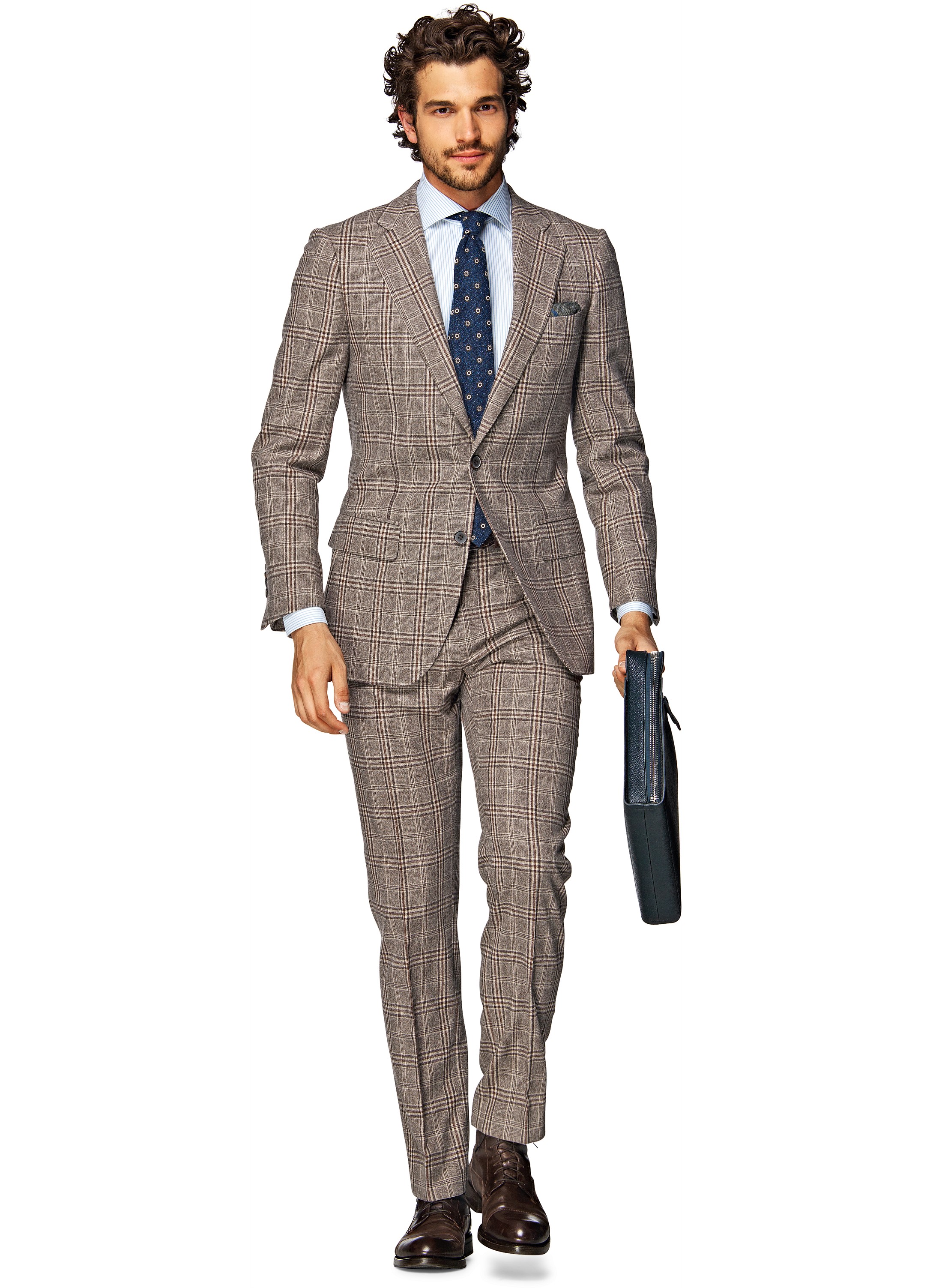 Suitsupply F W 2014 Lazio Wool Brown Plaid Suit Anzug