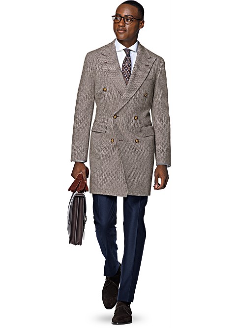 Brown Double Breasted Coat J400i | Suitsupply Online Store