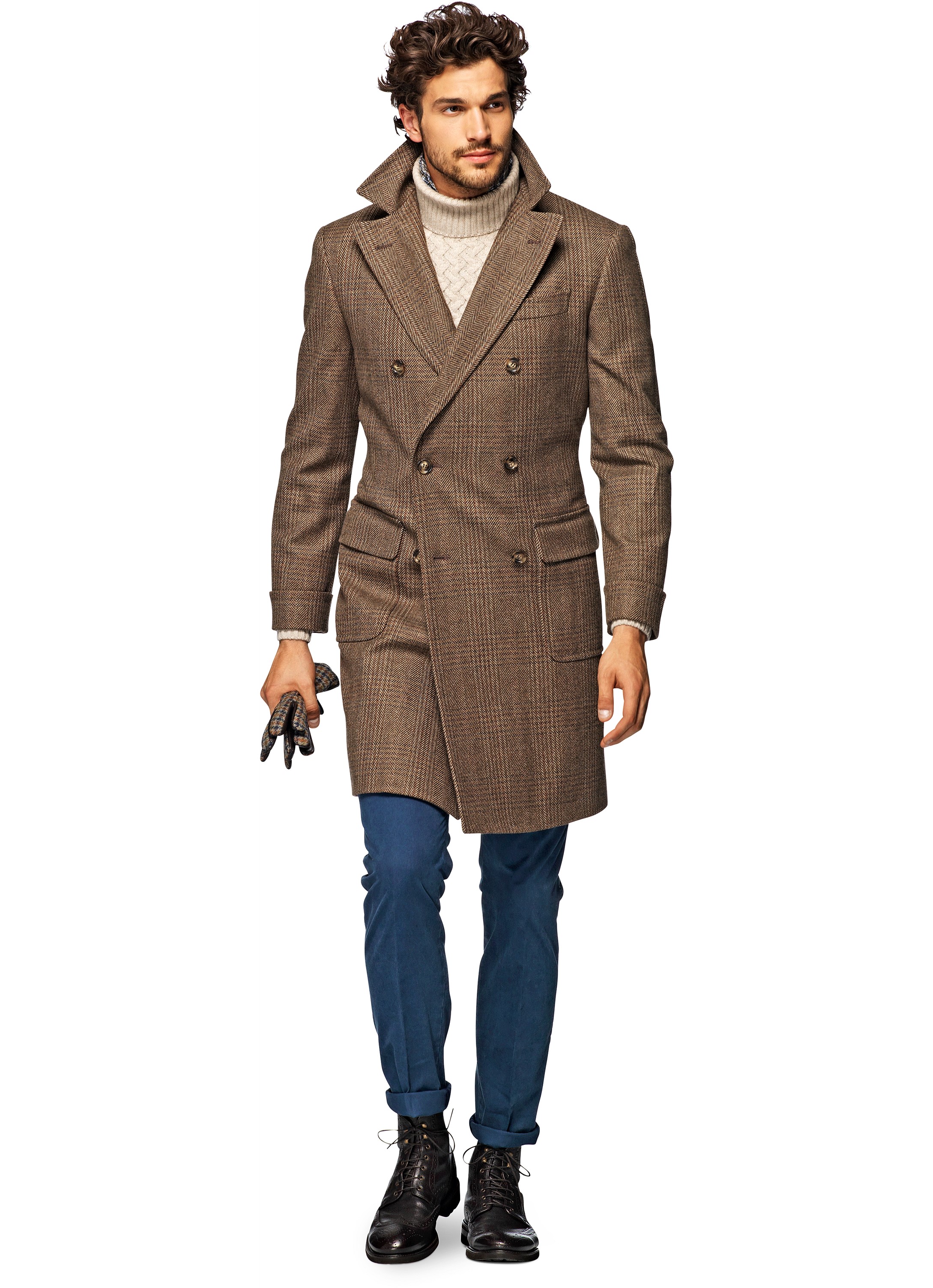Brown Double Breasted Coat J286i | Suitsupply Online Store