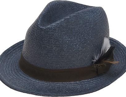 蓝色费多拉帽_hat005