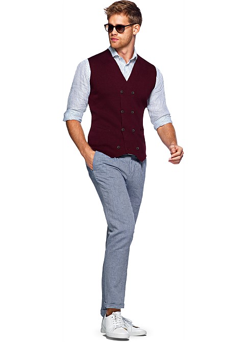 Burgundy Knitted Waistcoat Sw607 | Suitsupply Online Store