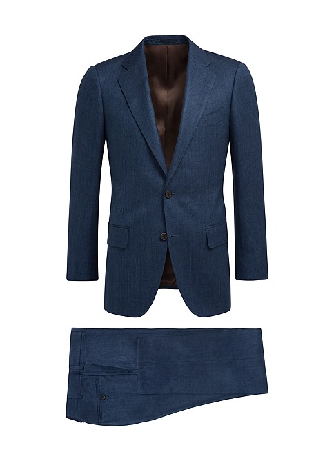 Suit Blue Herringbone Lazio P4836i | Suitsupply Online Store