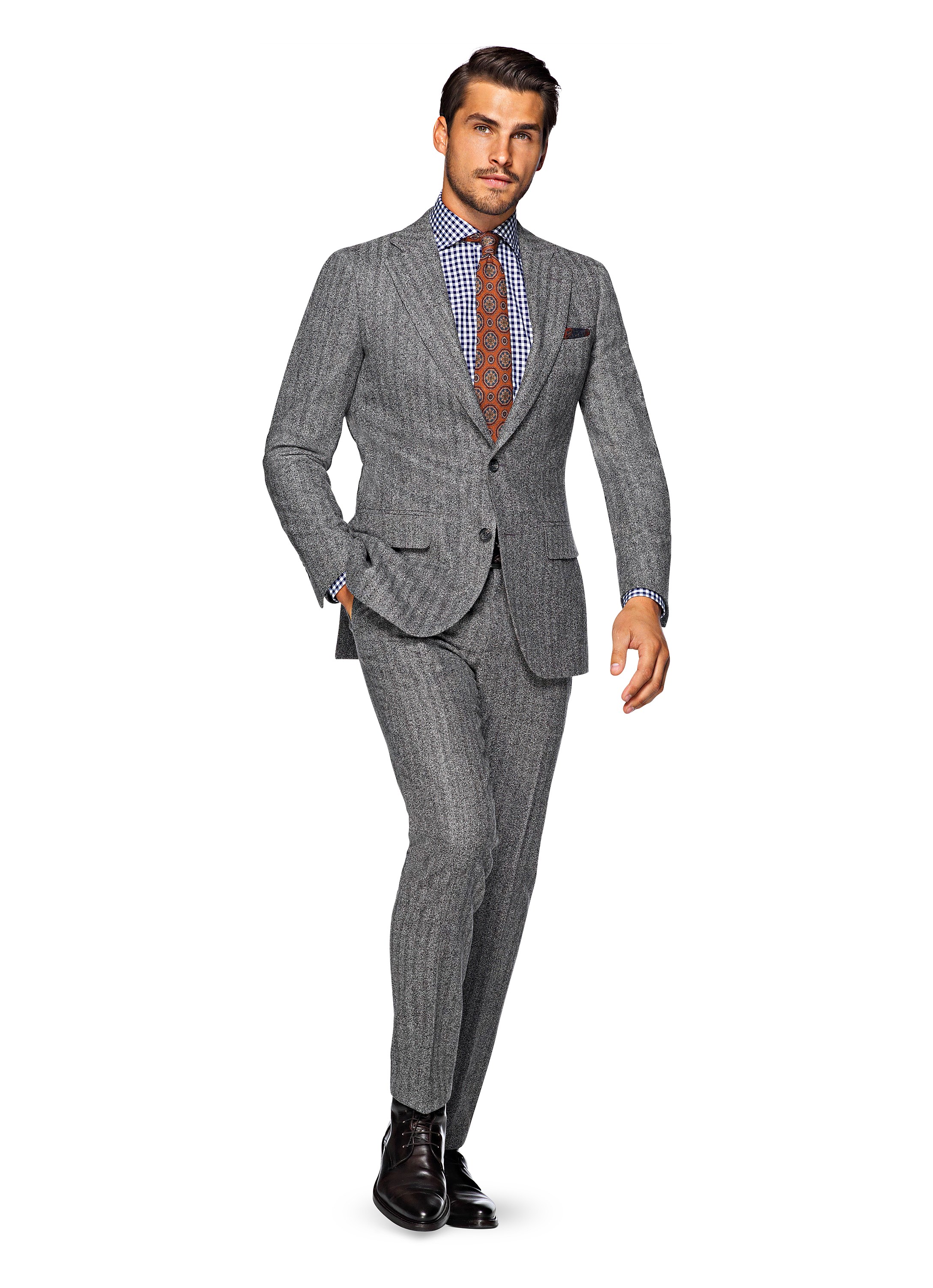 Suit Grey Herringbone Lazio P4705i | Suitsupply Online Store