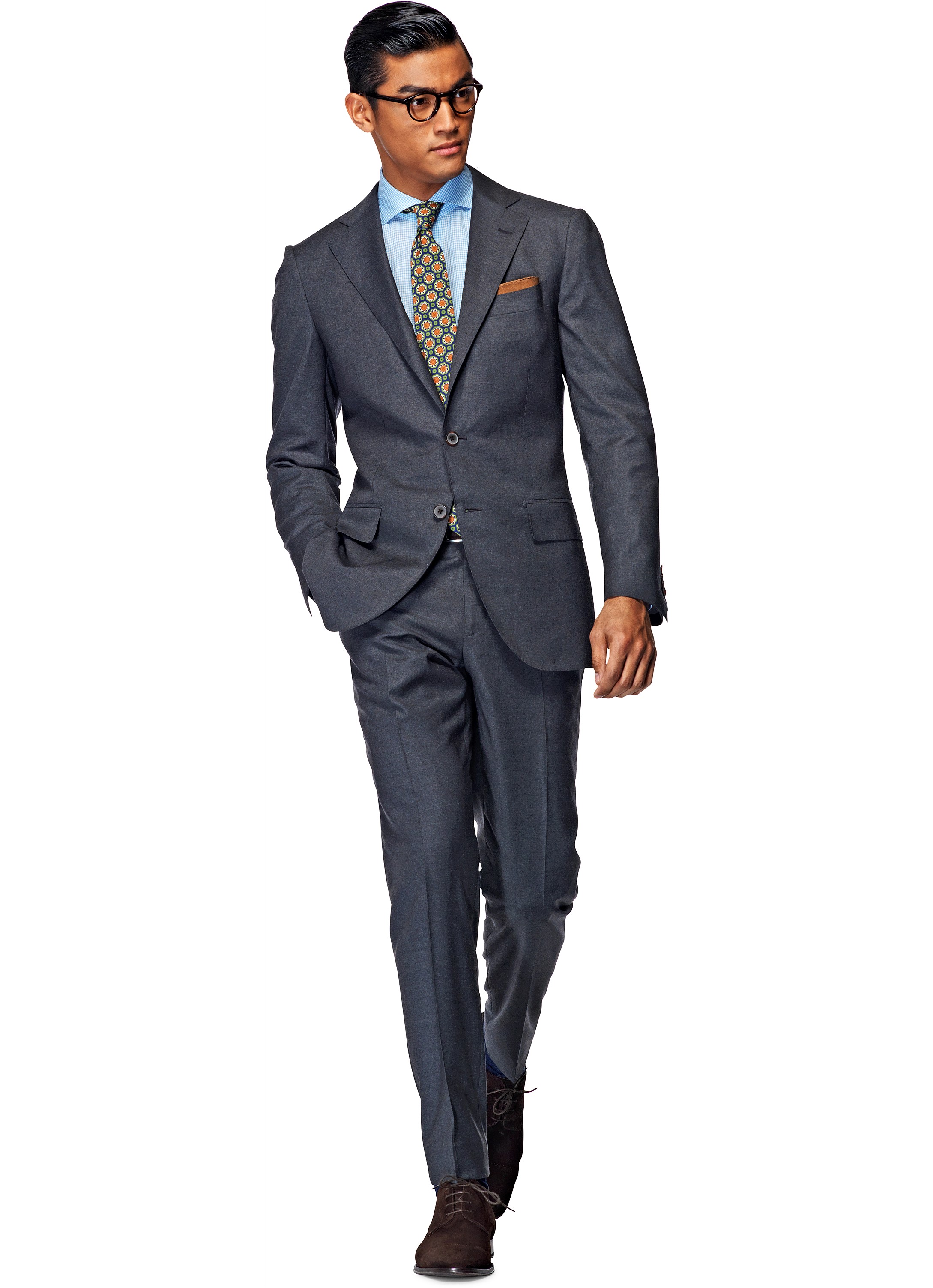 la spalla 灰色平纹西装